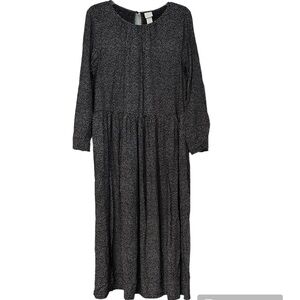 H & M Mini Dot Dress Lagenlook Key Hole Back Opening Modest Long Sleeve Size M